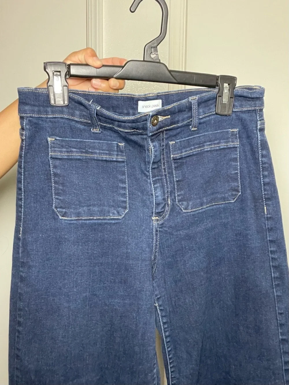 Sneak Peak Vintage Wash Wide Leg Stretchy Jeans